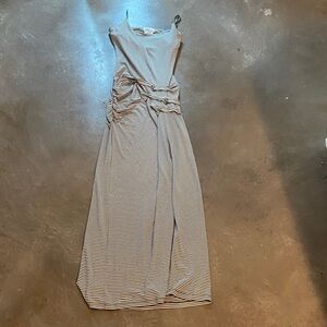 Chic Striped Maxi Dress in grey and White